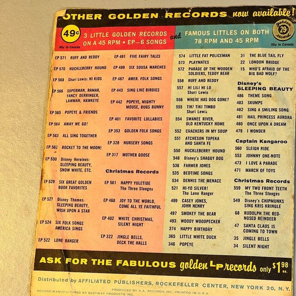 LITTLE GOLDEN RECORDS Huckleberry Hound & His Friends (45 RPM) AND Huckleberry H - Picture 7 of 12